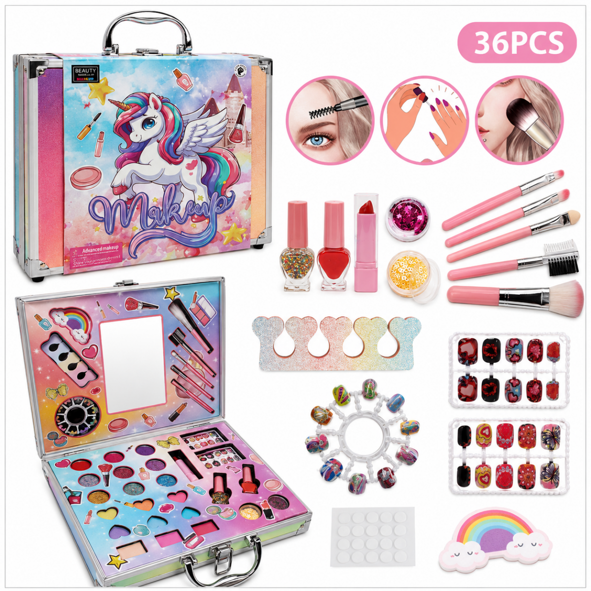 Princess Makeup Beauty Suitcase Set for Girls | 36 Pcs